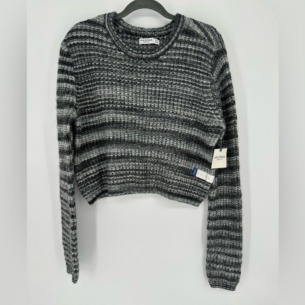 Arizona Jean Co Cropped Sweater Womens XL Gray Space Dye Wool Blend NWT